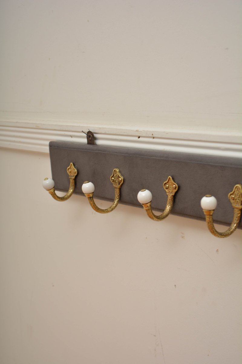 Victorian Brass Coat Hooks Coat Rack - Image 5